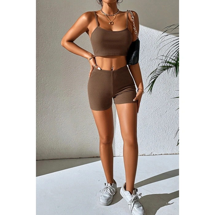 Kadın Kahverengi lu Kaşkorse Gecelik Takım