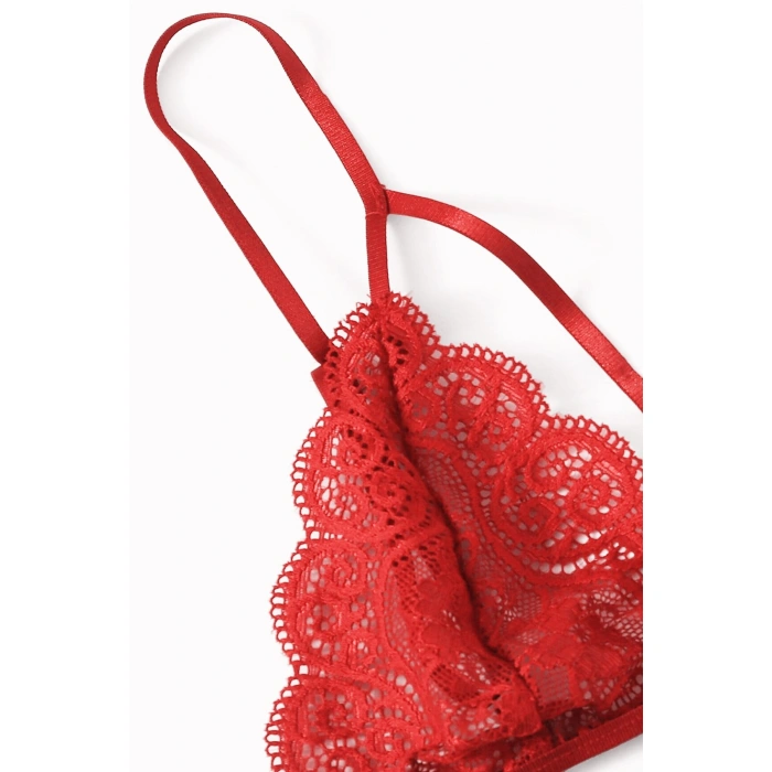 Kadın Kırmızı Dantel Sütyen Külot Takımı