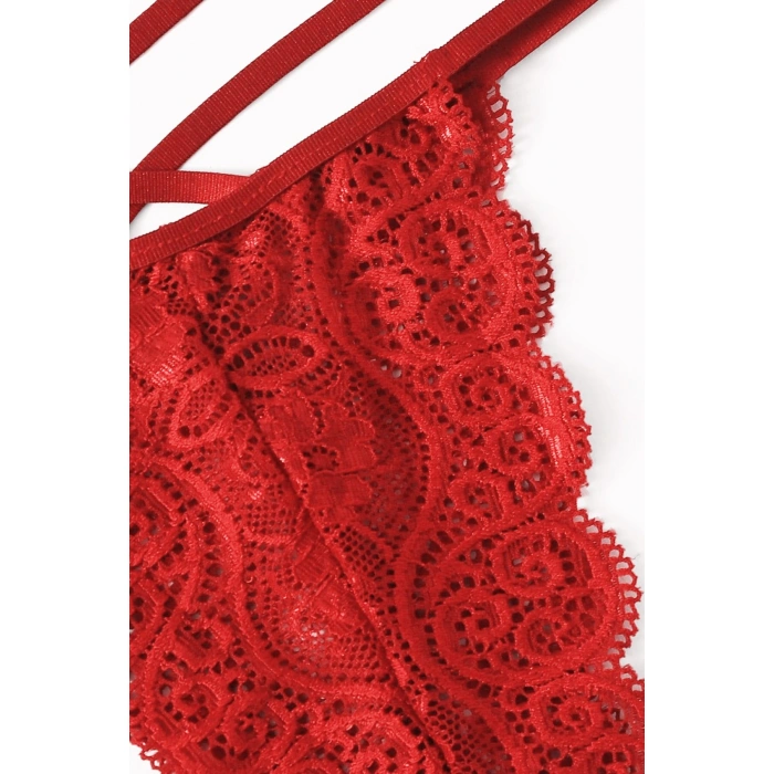 Kadın Kırmızı Dantel Sütyen Külot Takımı