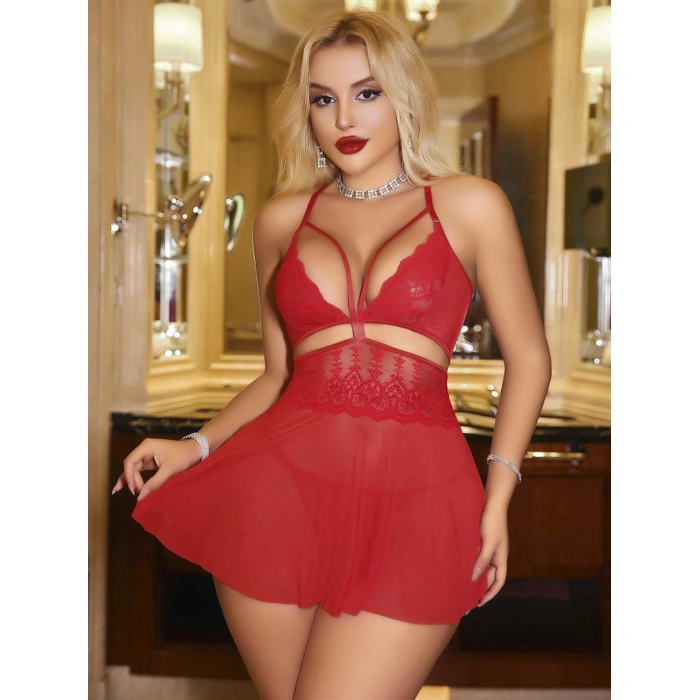 Kadın Kırmızı Tül Fantezi Kostüm 2181