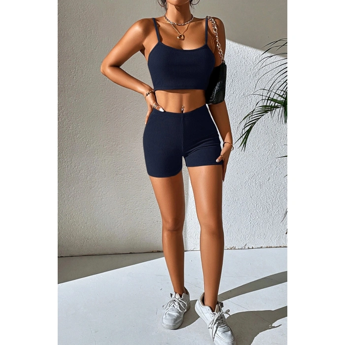 Kadın Lacivert lu Kaşkorse Gecelik Takım