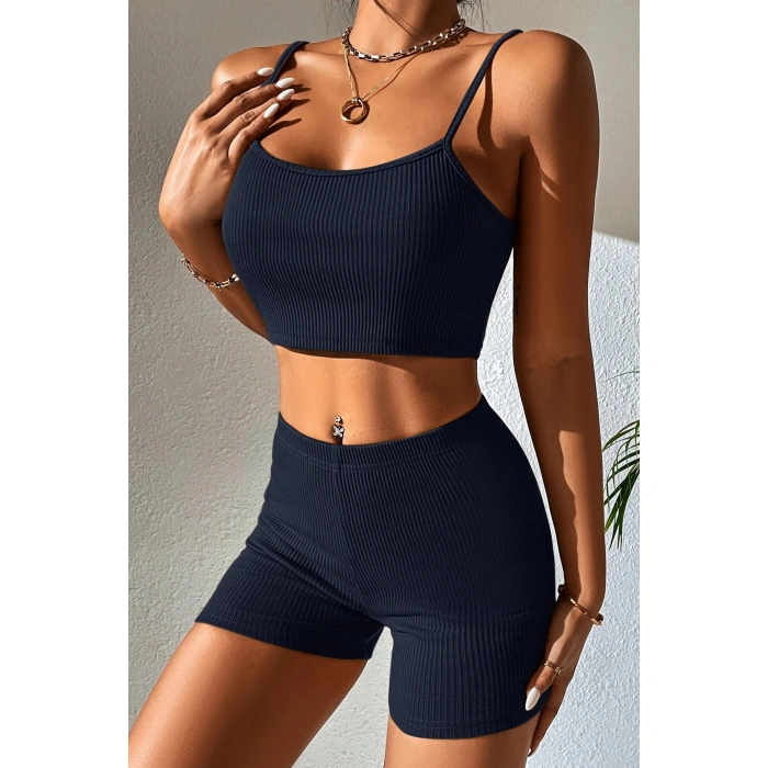 Kadın Lacivert lu Kaşkorse Gecelik Takım