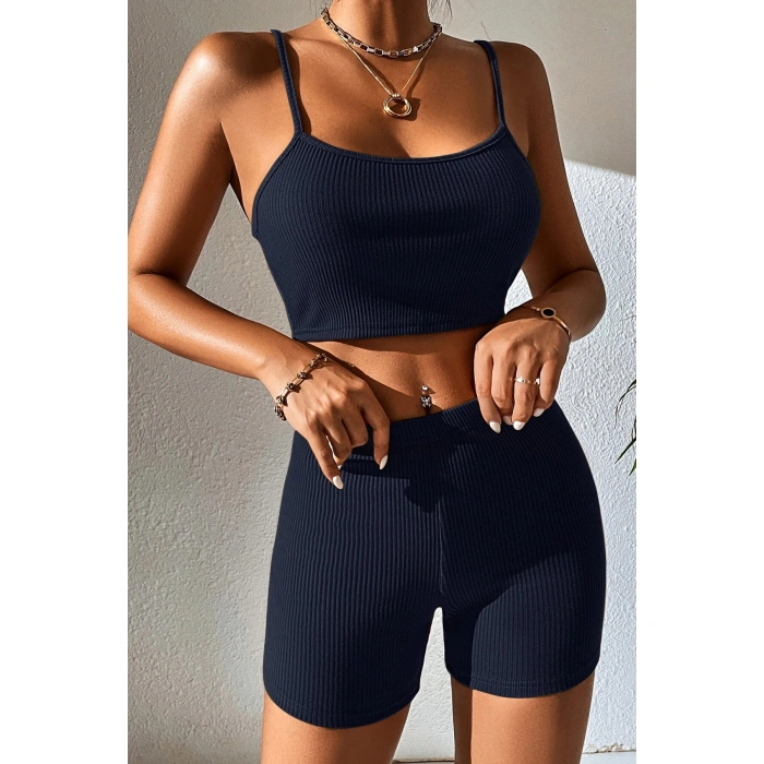 Kadın Lacivert lu Kaşkorse Gecelik Takım