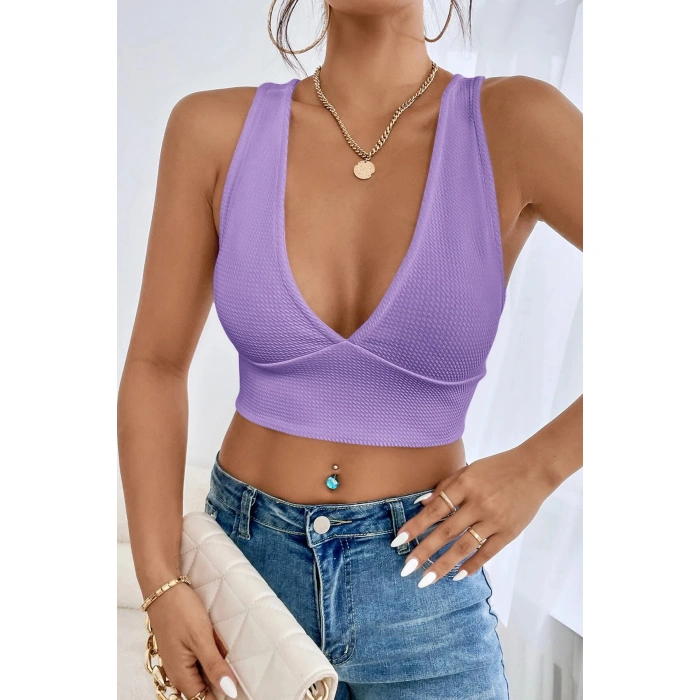 Kadın Siyah Çapraz Sırt Detaylı Şık Crop Top Büstiyer