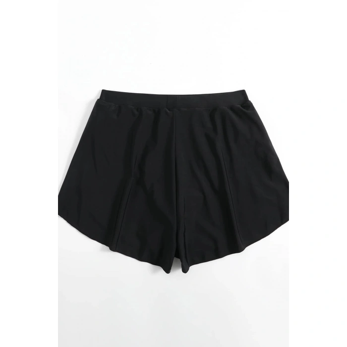 Kadın Siyah Yırtmaçlı Etek Görünümlü Şık Deniz u