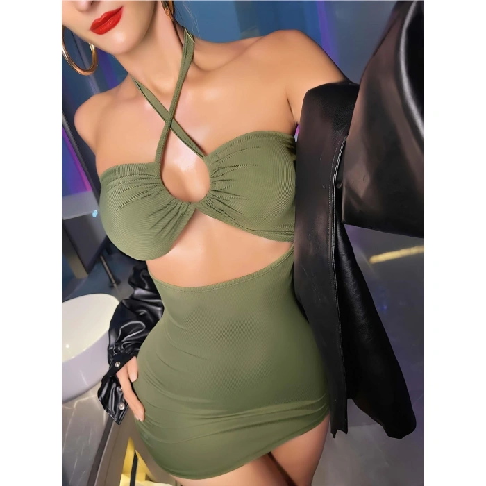 Kadın Yeşil Fantezi Clup Elbisesi 6680