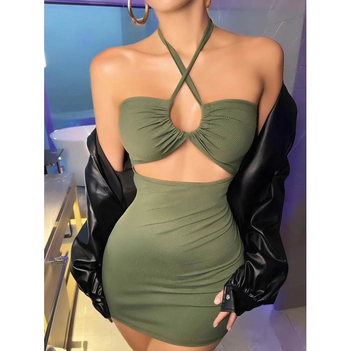 Kadın Yeşil Fantezi Clup Elbisesi 6680