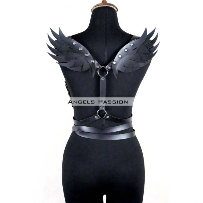 Kanatlı Detaylı Şık Göğüs Harness , Kanat Detaylı Deri Kemer - Brf1097