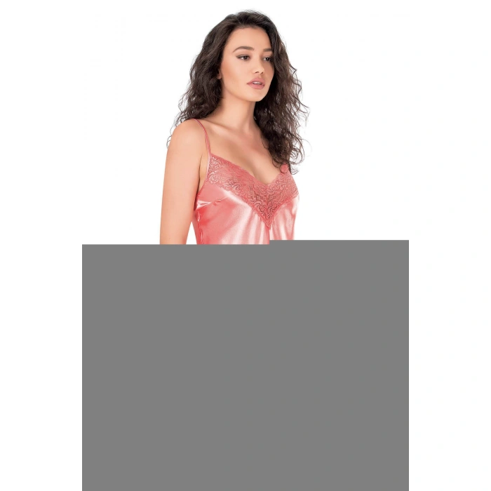 Mercan kısa Saten Gecelik