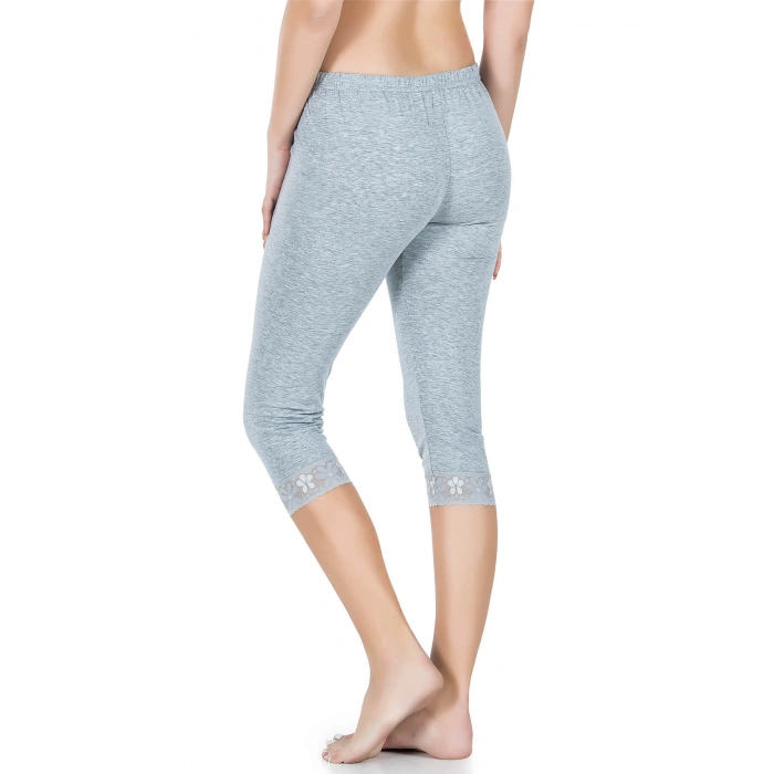 Paçası Dantelli Battal Kısa Kadın Tayt 414b