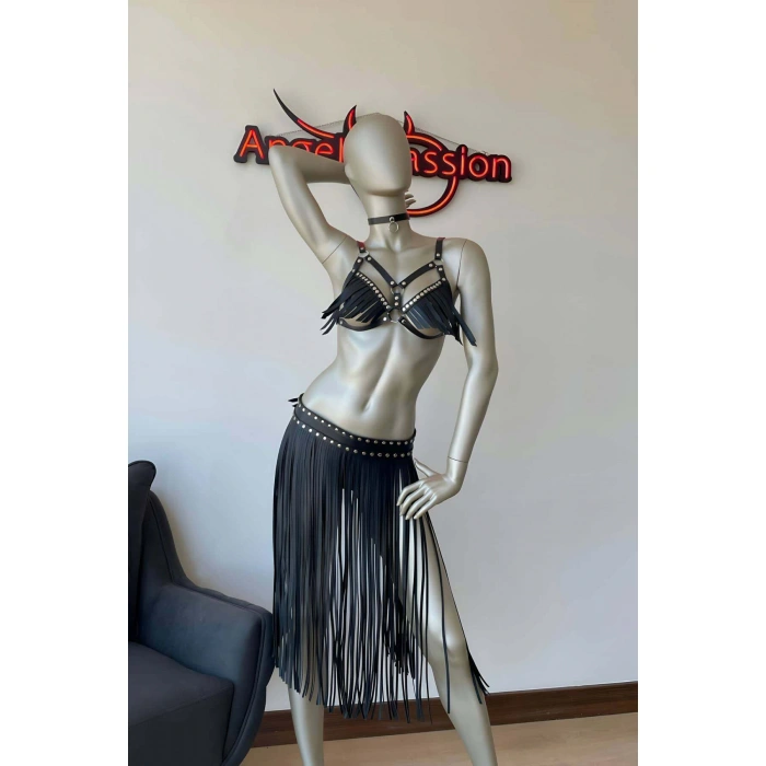 Püsküllü Etek Ve Püsküllü Sütyen Harness Takım
