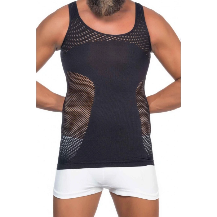 Siyah Mı Emay E1006 Fileli Erkek Korse Atlet