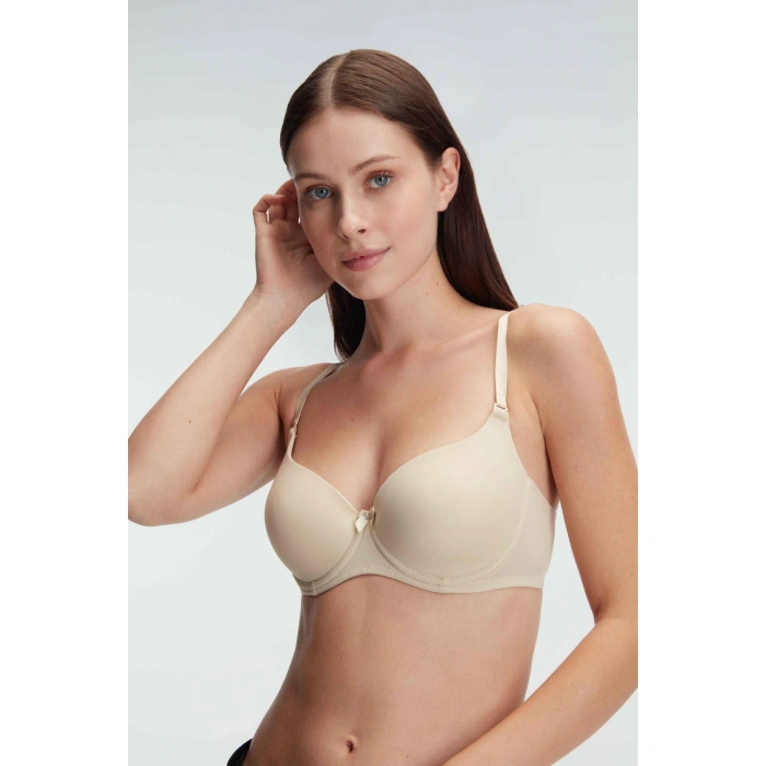 Ten Balenli Desteksiz Dolgusuz Askıları Çıkabilen Günlük Klasik T-shirt Sütyeni