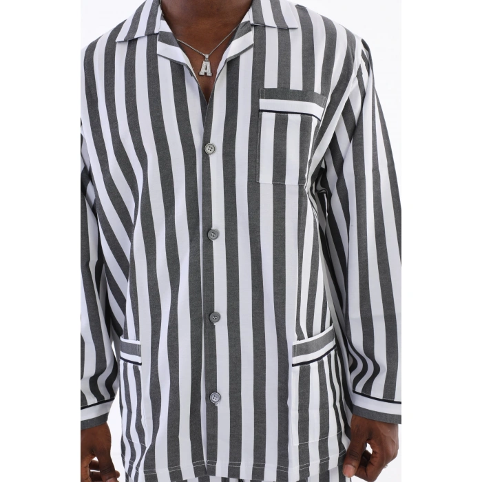 4007 Uzun Kol Çizgili Gaffur Erkek Pijama Takım