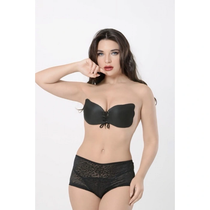 Siyah Yapışkan Kelebek Sütyen-519