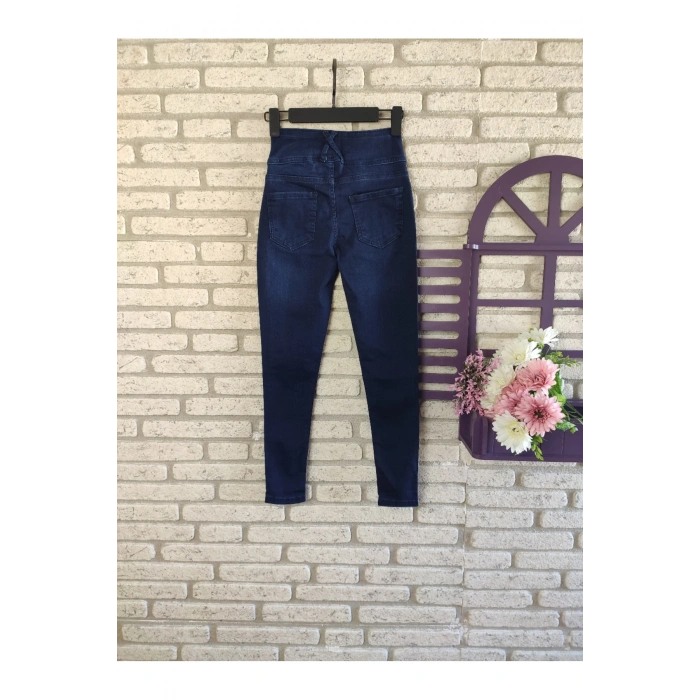 Yüksek Bel Likralı Jean Pantolon 90 Cm