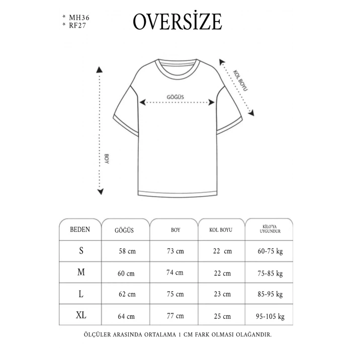 Unisex Bisiklet Yaka Baskılı Oversize T-Shirt - Beyaz
