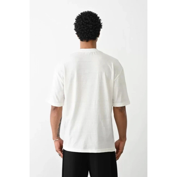 Edolika Unisex Baskılı Oversize T-Shirt - Beyaz