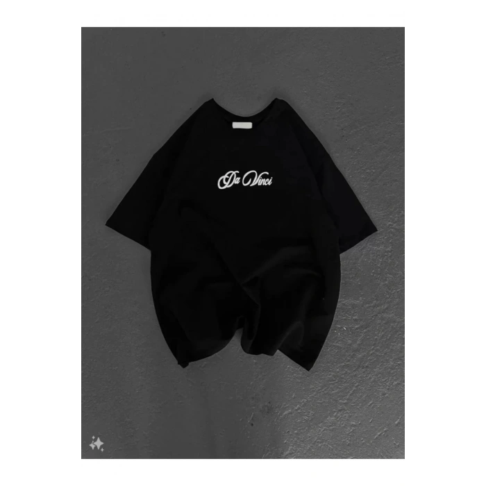 Unisex Baskılı Oversize T-Shirt - Siyah