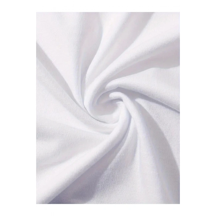 Edolika Baskılı Oversize Bisiklet Yaka T-shirt - Beyaz