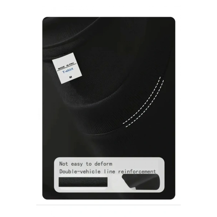 Baskılı Oversize Bisiklet Yaka T-shirt - Siyah