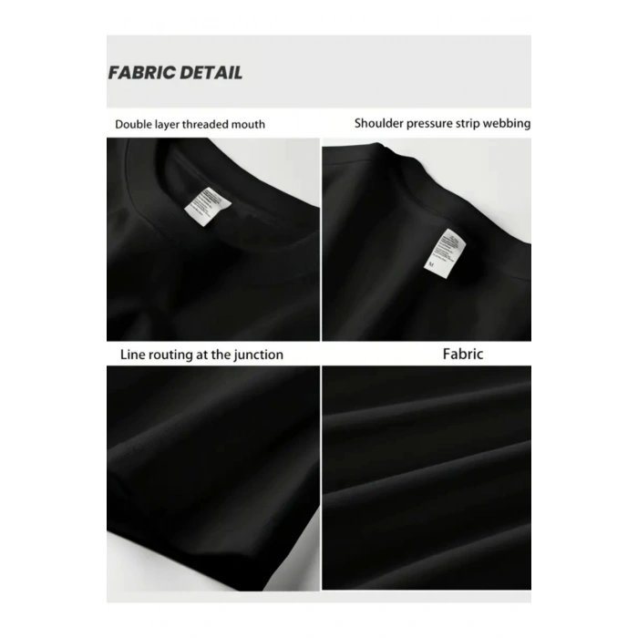 Baskılı Oversize Bisiklet Yaka T-shirt - Siyah