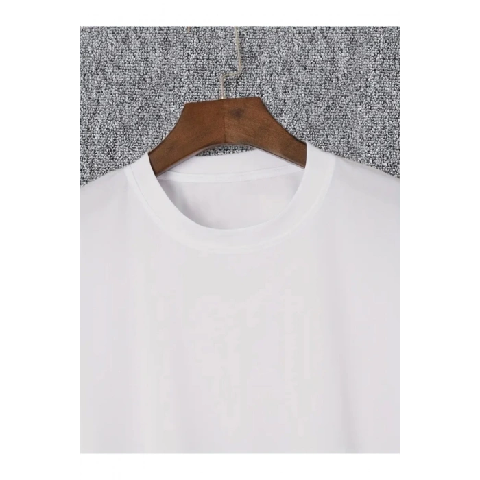 munn collection Baskılı Oversize Bisiklet Yaka T-shirt - Beyaz