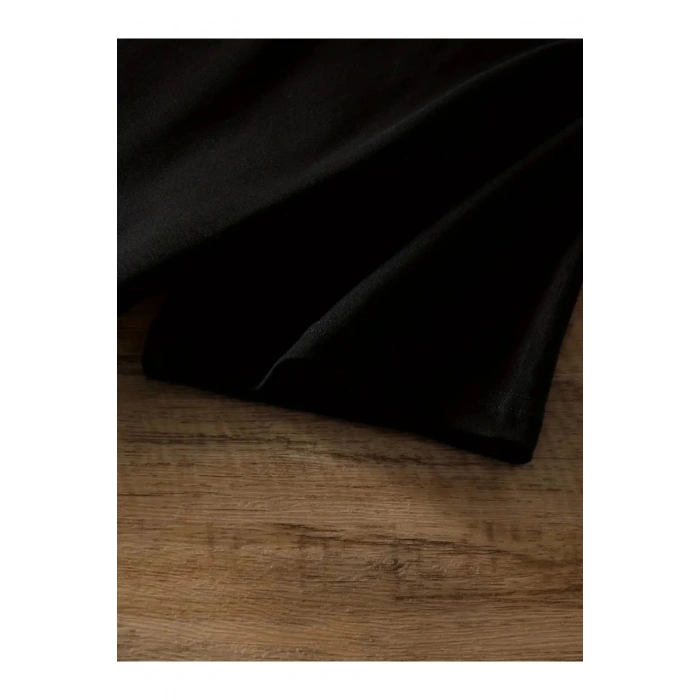 Baskılı Oversize Bisiklet Yaka T-shirt - Siyah