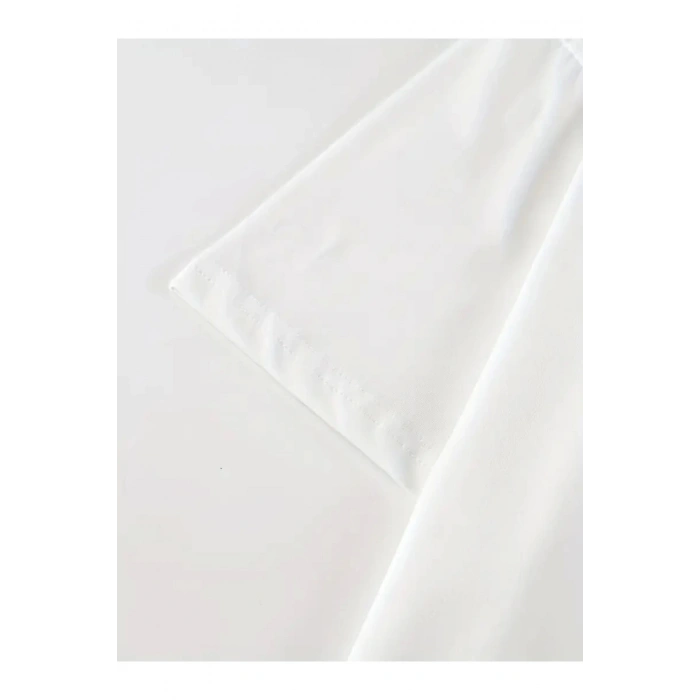 Baskılı Oversize Bisiklet Yaka T-shirt - Beyaz