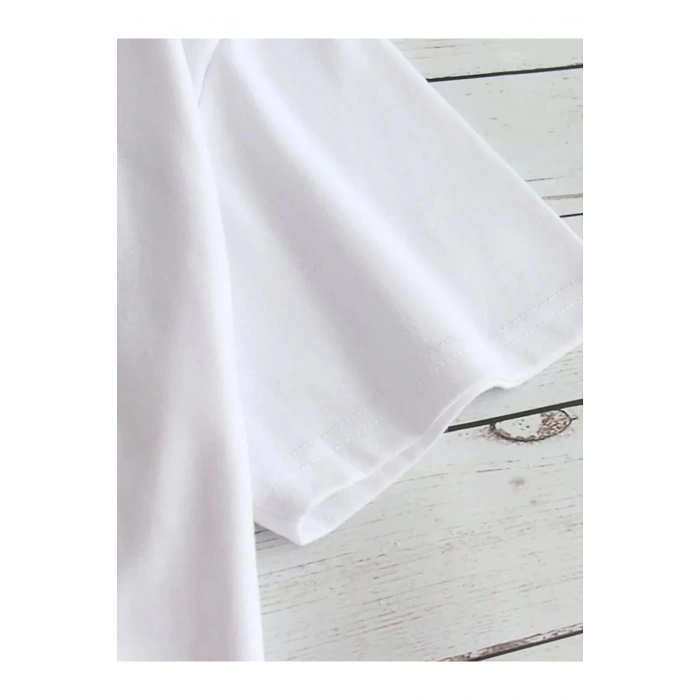 munn collection Baskılı Oversize Bisiklet Yaka T-shirt - Beyaz