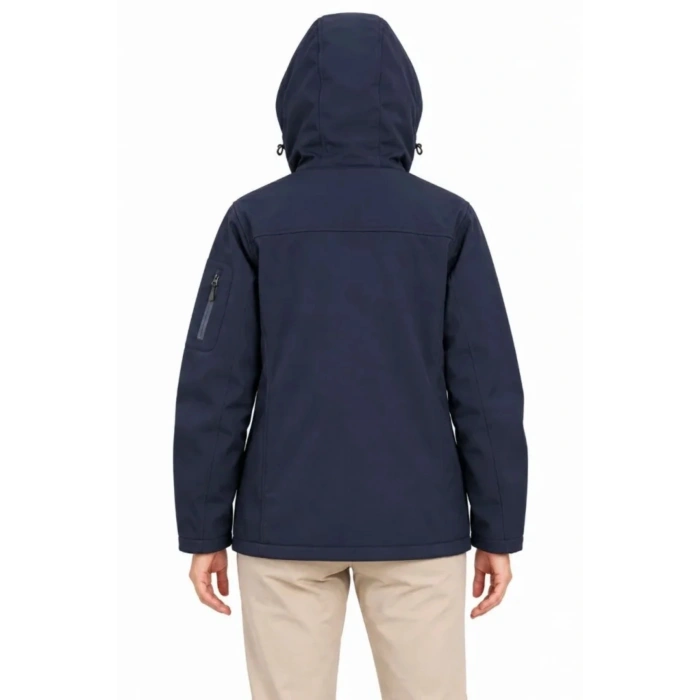 Su Geçirmez Softshell İçi Polar Astarlı Çıkarılabilir Kapüşonlu 4 Cepli Mont Ceket - Lacivert