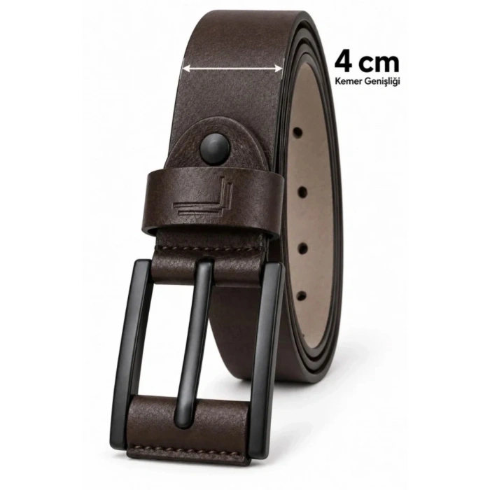 Erkek Koyu 4 Cm Metal Tokalı Kot Ve Kumaş Pantolon Kemeri