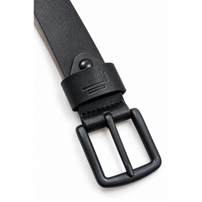 Erkek Siyah 3,5 cm Metal Tokalı Kot ve Kumaş Pantolon Kemeri