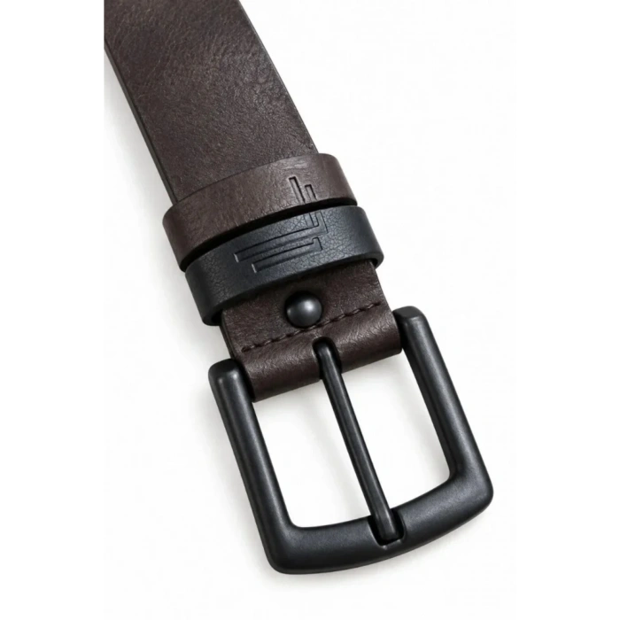 Erkek Koyu Kahverengi 4 Cm Çift Biritli Metal Tokalı Kot Ve Kumaş Pantolon Kemeri