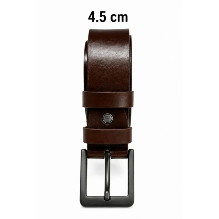 Erkek Hakiki Deri 4.5 Cm Kot Ve Kumaş Pantolon Kemeri Metal Tokalı Kahverengi