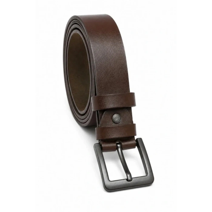 Erkek Hakiki Deri 4.5 Cm Kot Ve Kumaş Pantolon Kemeri Metal Tokalı Kahverengi