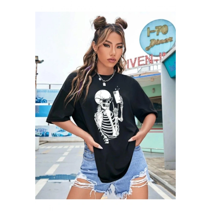 Baskılı T-shirt - Siyah