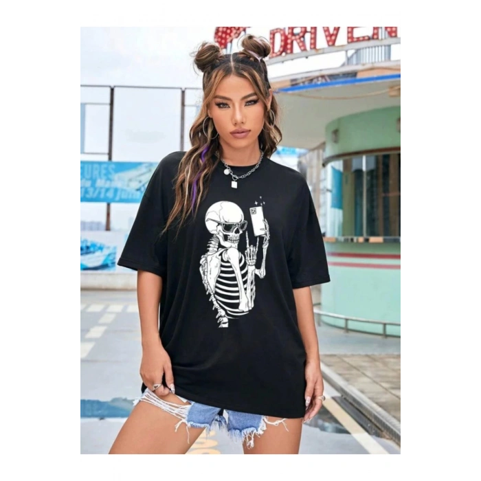 Baskılı T-shirt - Siyah