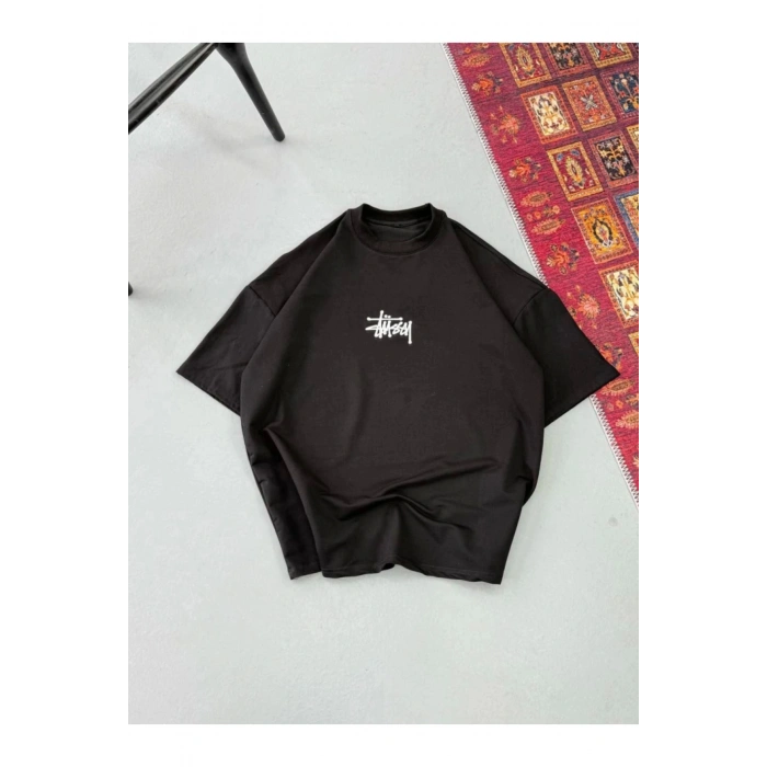 Erkek Baskılı Oversize T-shirt - Siyah