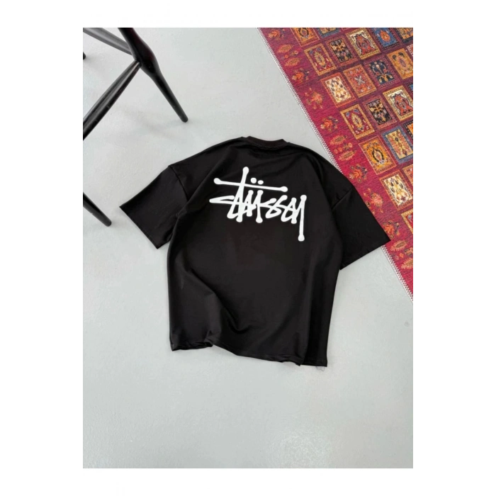 Erkek Baskılı Oversize T-shirt - Siyah