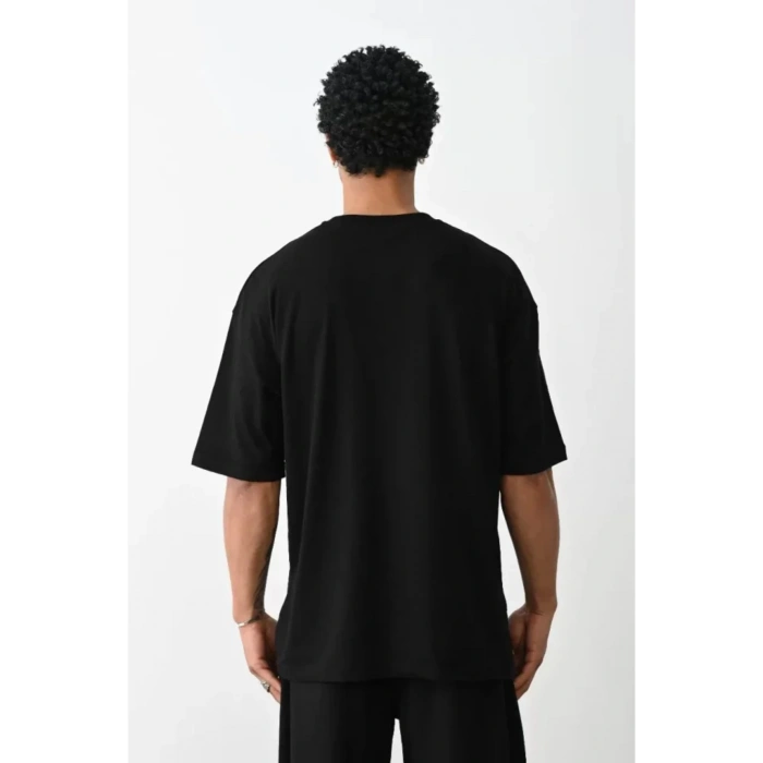 Unisex Baskılı Oversize T-Shirt - Siyah