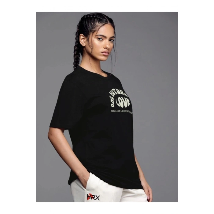 Baskılı Oversize T-shirt - Siyah