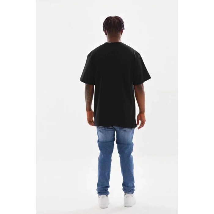 Unisex Baskılı Oversize T-Shirt - Siyah