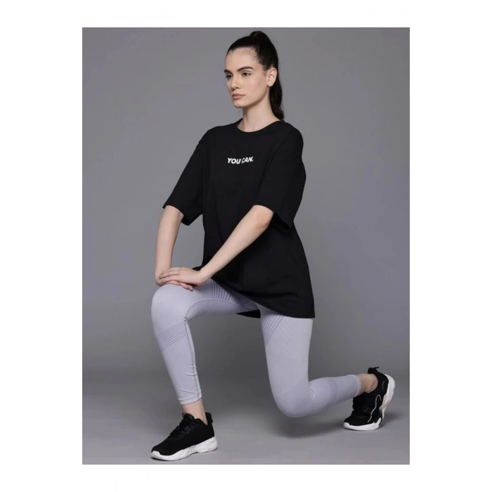 Baskılı Oversize T-shirt - Siyah
