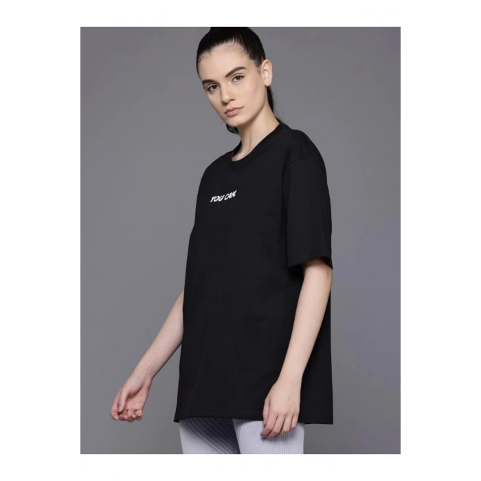 Baskılı Oversize T-shirt - Siyah