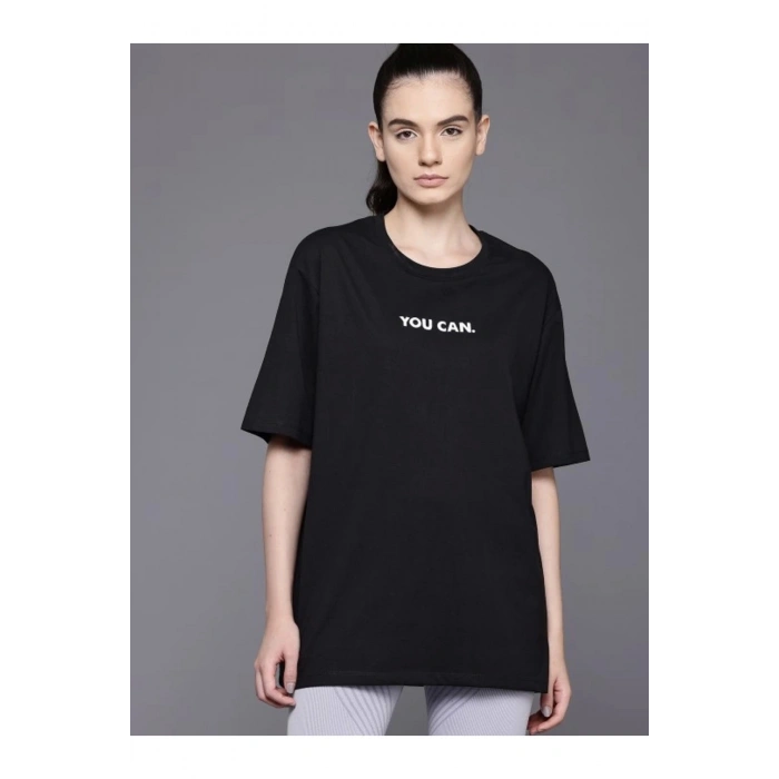 Baskılı Oversize T-shirt - Siyah