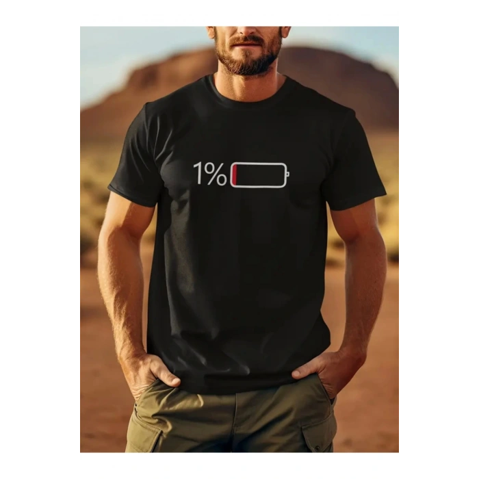 Baskılı Oversize Bisiklet Yaka T-shirt - Siyah