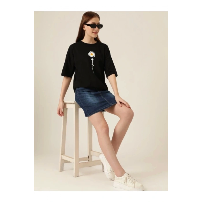Baskılı T-shirt - Siyah