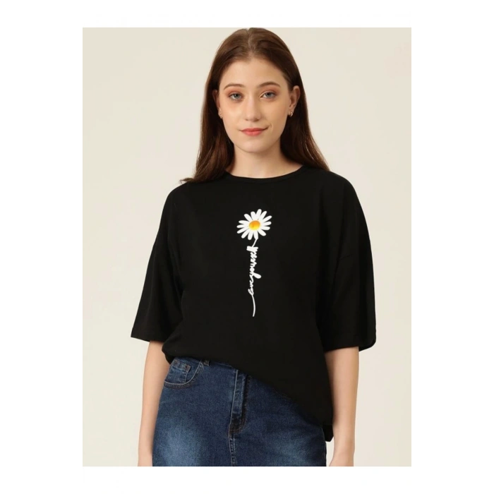 Baskılı T-shirt - Siyah
