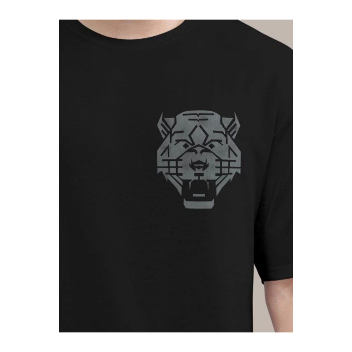 Erkek Baskılı Oversize T-shirt - Siyah